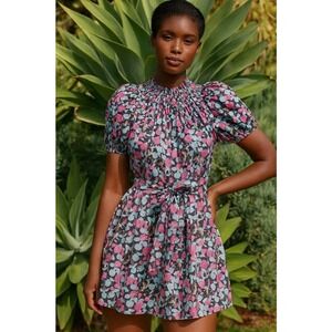 Roller Rabbit‎ Ainsley Cover-Up Mini Dress Puff Sleeve Pink Blue Size Small